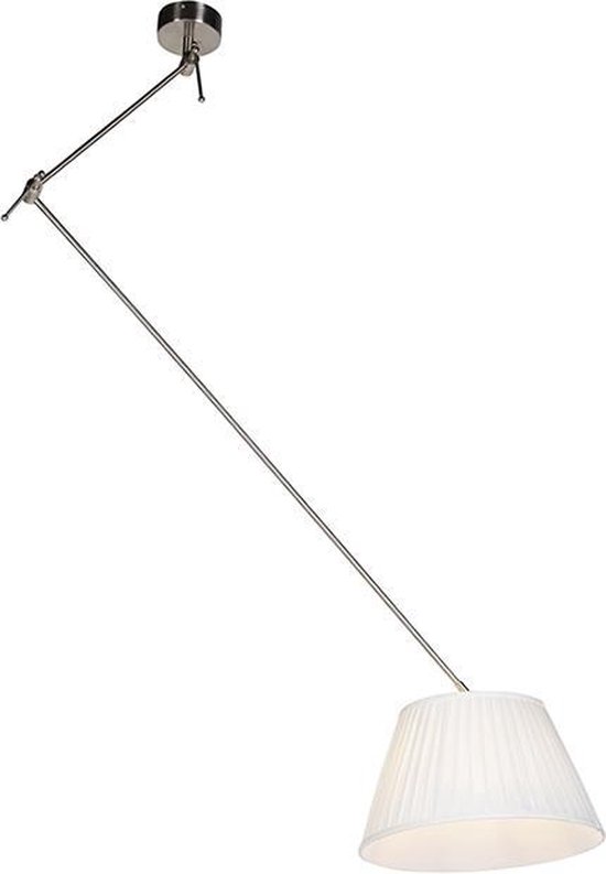 QAZQA blitz - Klassieke Hanglamp met kap - 1 lichts - L 390 mm - Staal - Woonkamer | Slaapkamer | Keuken