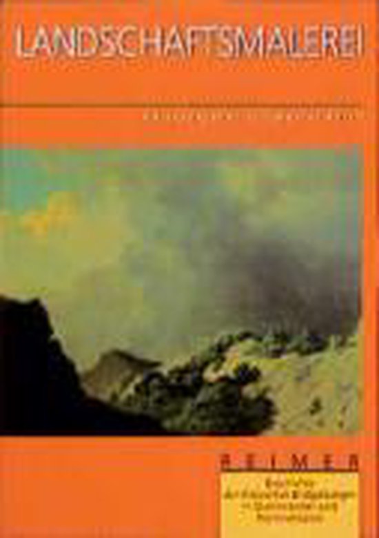 Boek met de titel 'Landschaftsmalerei' en een schilderij van een berglandschap met dramatische wolken.