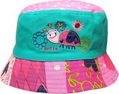 Baby Zonnehoedje groen/geel/roze met grappig fantasie beestje - maat 46 cm - ca 9 tot 12 mnd