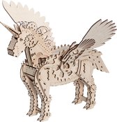 Mr. Playwood Mechanical Unicorn - 3D houten puzzel - Bouwpakket hout - DIY - Knutselen - Miniatuur - 148 onderdelen