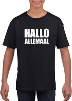 Hallo allemaal tekst zwart t-shirt voor kinderen S (122-128)