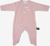 Roze bio-katoenen babypyjama met witte verenpatronen - 18 maanden