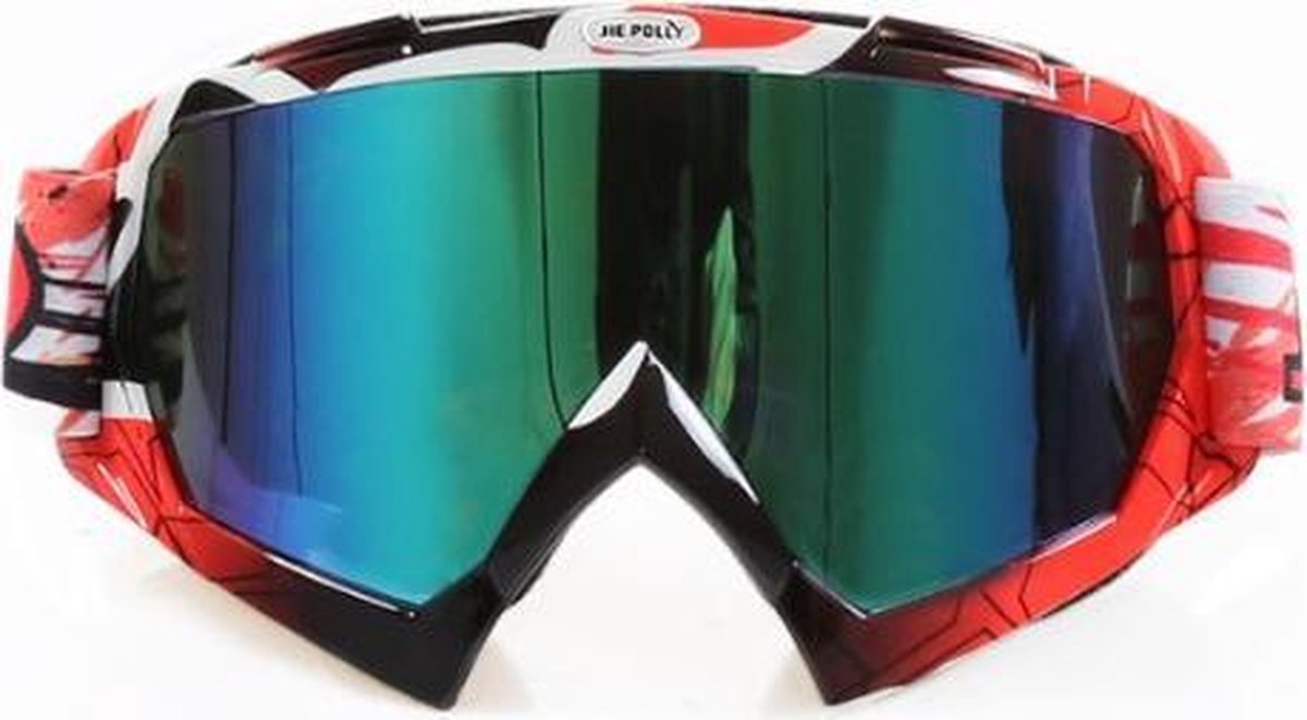 Skibril stoere luxe lens blauw evo frame zwart / rood N type 13 - ☀/☁