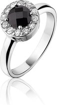 New Bling 9NB-0196-60 - Zilveren ring - zirkonia 10 mm - maat 60 - zilverkleurig / zwart