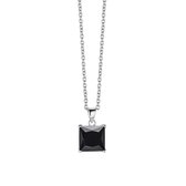 New Bling 9NB 0039 Zilveren collier met hanger - zirkonia vierkant 10 mm - lengte 40 + 5 cm - zilverkleurig / zwart