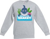 Sharky de haai sweater grijs voor kinderen - unisex - haaien trui 9-11 jaar (134/146)