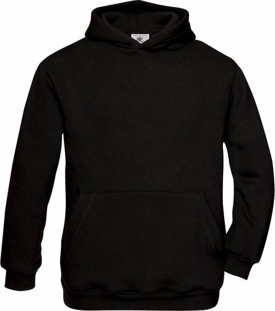 Zwarte katoenmix sweater met capuchon voor jongens 110/116