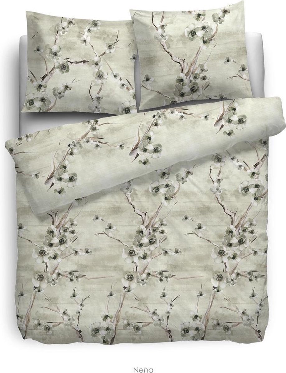 Heckettlane HNL Pure Cotton Nena Dekbedovertrek - Eenpersoons - 135x200 + 80x80 cm - Green groen