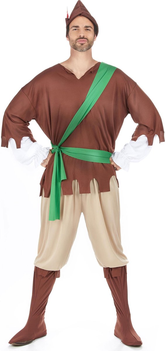 Vegaoo - Bruine en groene Robin Hood outfit voor mannen