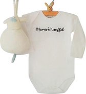 Baby Rompertje met tekst Mama's Knuffel | Lange mouw | wit | maat 50/56 cadeau zwangerschap aankondiging mama’s liefste knuffel worden voor verjaardag of Moederdag ( I love allerli