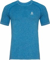 Odlo T-Shirt S/S Crew Neck Seamless Element Heren Sportshirt - Mykonos Blue Melange - Maat L
