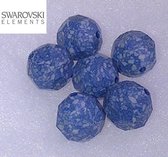 Swarovski kristal, ronde facetkralen 10mm (5000), ceramics blauw/wit. Verkocht per 12 kralen.