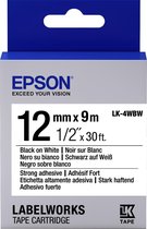Epson LK-4WBW - Adhésif Fort - Noir sur Blanc - 12mmx9m