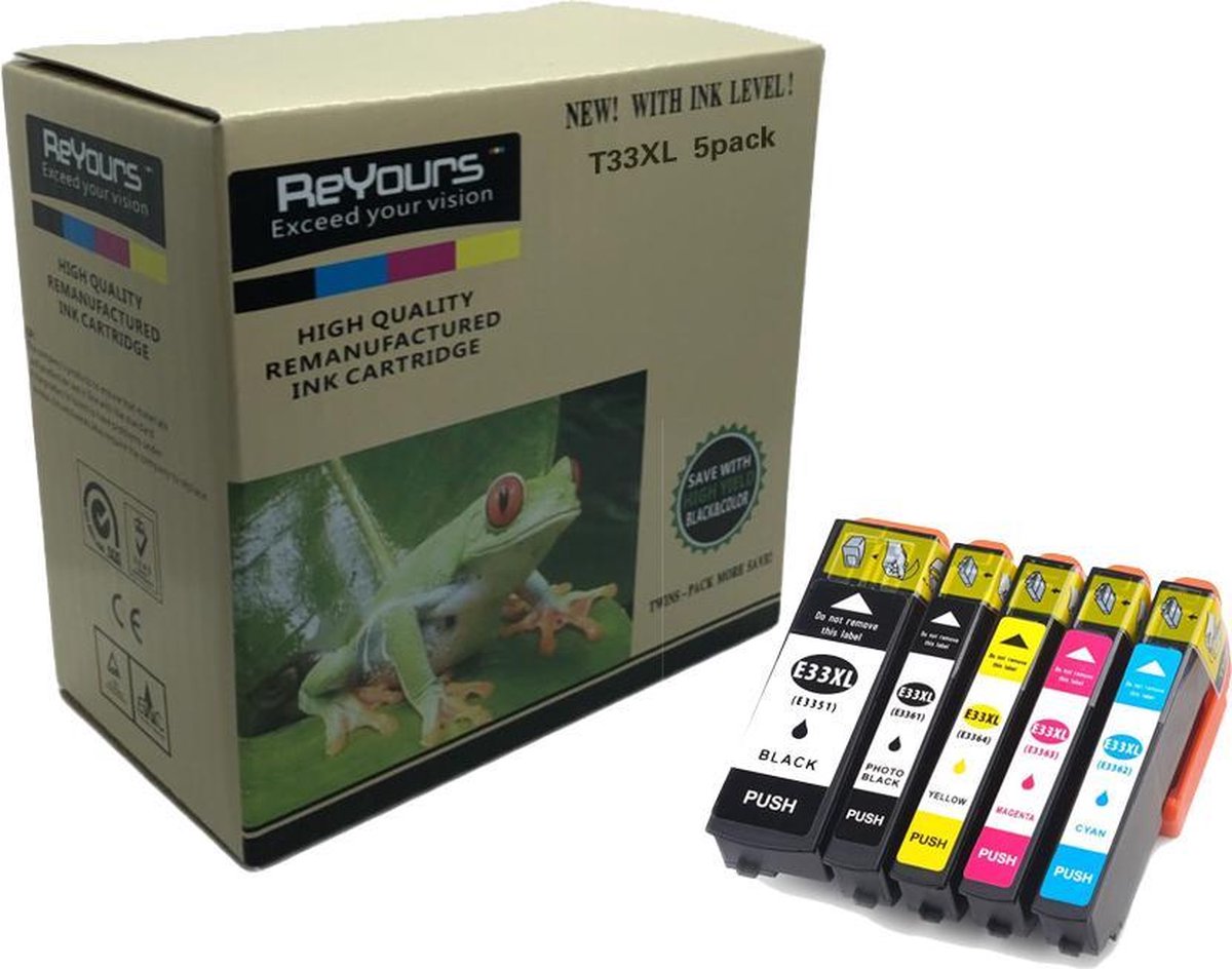 ReYours® Compatibele inkt Epson T33XL (T3351 T3361 T3362 T3363 T3364) - 5pack