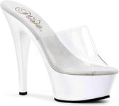 Pleaser Muiltjes -41 Shoes- KISS-201 Paaldans schoenen Wit/Transparant