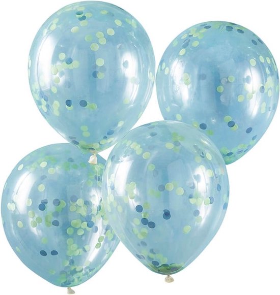 5 latex doorzichtige groene confetti ballonnen - Ginger Ray
