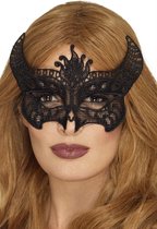 SMIFFYS - Zwart kanten duivel masker voor vrouwen - Maskers > Masquerade masker