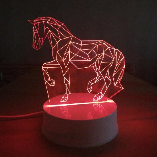 BLYEWALL 3D Led Lamp Paard Color Change Nachtlamp Met