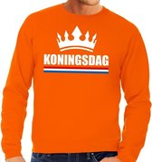 Oranje Koningsdag met een kroon sweater volwassenen XL