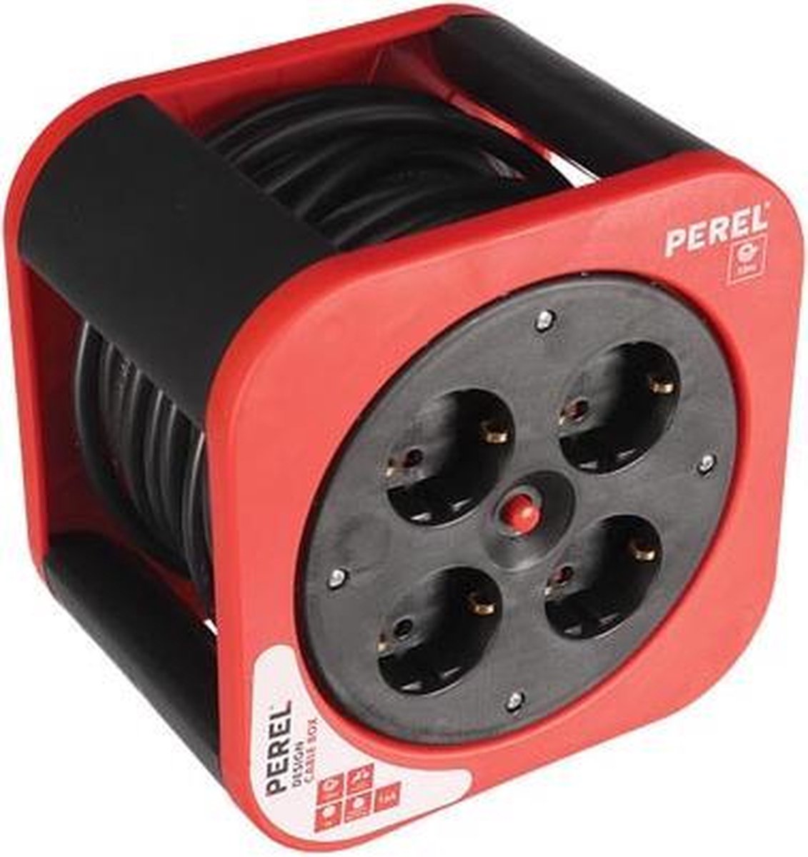Perel DESIGN KABELHASPEL ROOD 10 m RANDAARDE