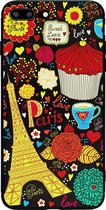 Luxe 3D Parijs TPU case voor Apple iPhone 7 Plus - iPhone 8 Plus - cartoon Eiffeltoren soft back cover - siliconen hoesje - zwart - rood - geel