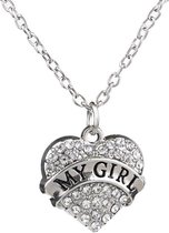 Fako Bijoux® - Ketting - Hart - Kristal - My Girl - Wit