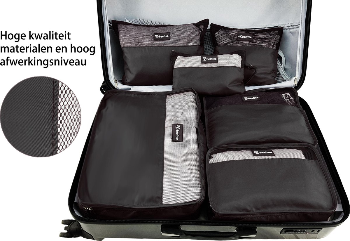 Beefree Koffer organiser 6-delig, formaat handbagage Travel bag Reis organizer Opgeruimde koff
