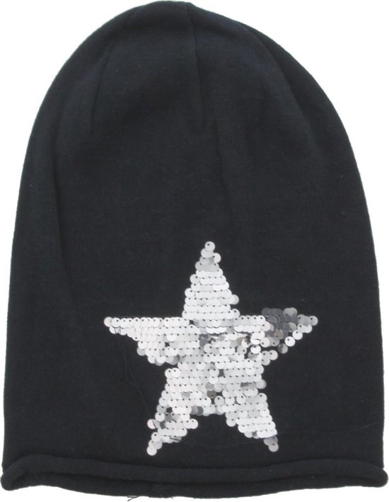 Muts met Ster - Pailletten - Beanie - Acryl - Donkerblauw - Dielay | bol.com