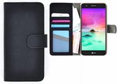 Wallet Bookcase Zwart Portemonnee Smartphonehoesje voor LG K10 2017