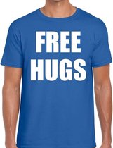 Free hugs tekst t-shirt blauw heren XL