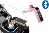 Bluetooth carkit 4-in-1 | Handsfree bellen, fm ontvanger, mp3-speler en oplader in één – roze