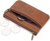 ZILOU® Sleuteletui - Sleuteltasje - Echt Leer - Compact - Rits - Bruin
