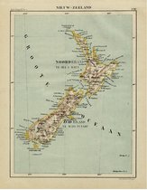 Historische kaart van Nieuw Zeeland uit 1882 door Jacob Kuyper