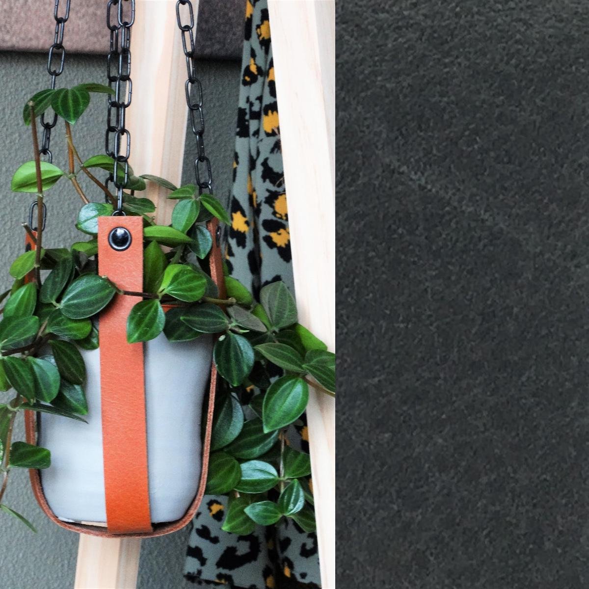 Leren plantenhanger | VINTAGE GREY (i.c.m. zwarte ketting)
