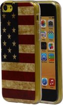 Amerikaanse Vlag TPU Cover Case voor Apple iPhone 5C Hoesje