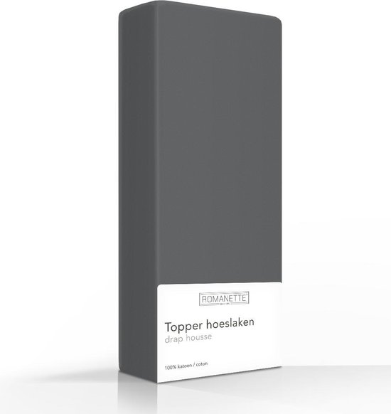 Luxe Katoen Topper Hoeslaken Antraciet | 180x220 | Ademend En Verkoelend | Uitstekende pasvorm