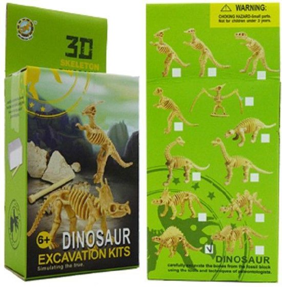 Afbeelding van het spel Dinoskelet uitbikken uit gipsblok 9x3x4c