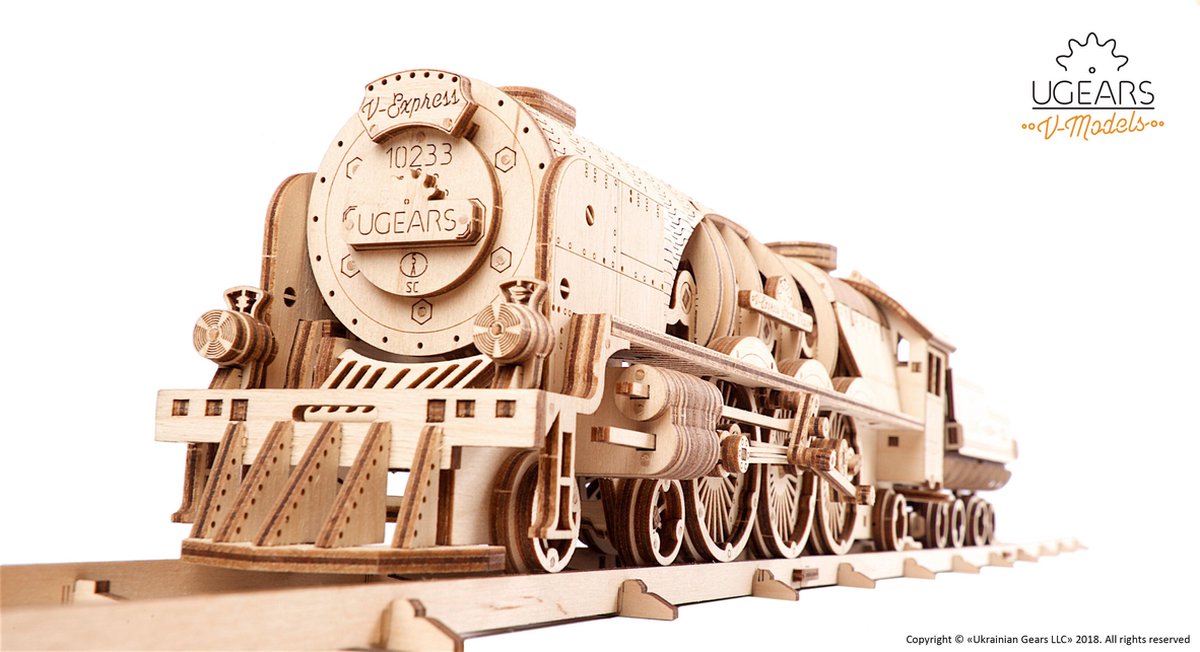 UGEARS Houten 3D Model - V-Express Stoomtrein — afbeelding 3