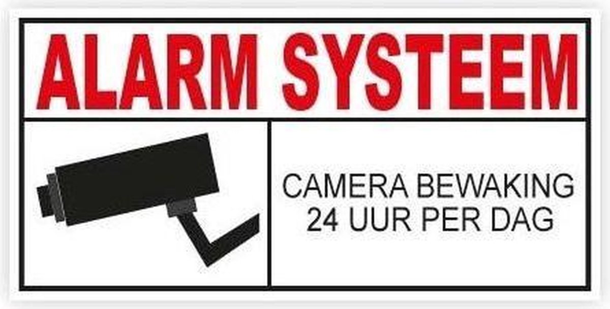 Alarm Systeem sticker Camera. 12 stuks. Beveiligingsstickers wit. ( Achterkant plakt ) 10 cm x 4,5 cm - Promessa-Design
