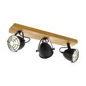 EGLO Gatebeck - wand/plafondlamp - 3-lichts - E14 - hout/zwart