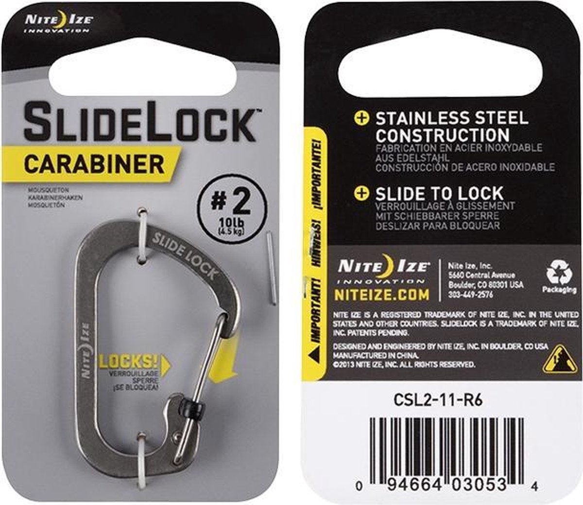 NITE Ize SlideLock Gr. 2 CSL2-11-R6 Karabijn 8.9 mm x 43.6 mm x 2.5 mm 1 stuk(s)