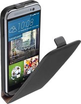 LELYCASE Lederen Flip Case Cover Hoesje HTC One M9 Zwart