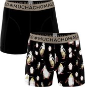 Muchachomalo Cotton Modal Penguin Jongens boxershort - 2 pack - Print/Zwart - Maat 146/152