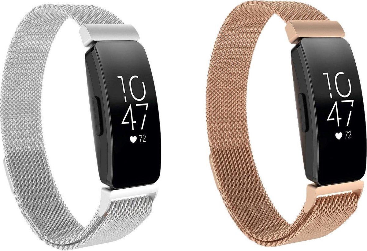 KELERINO. Milanese bandjes geschikt voor Fitbit Inspire (HR) - 2-pack - Large