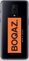 BOQAZ. OnePlus 6t hoesje - Labelized Collection - Orange print BOQAZ