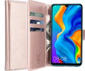 iCall - Huawei P30 Lite Hoesje - Lederen TPU Book Case Portemonnee Flip Wallet - Roségoud