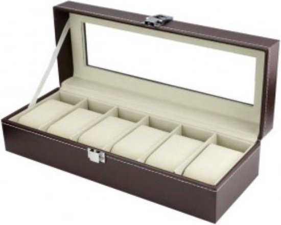 Luxe Box Geschikt voor 6 Horloges Brons– Horloge opbergdoos – Horloge doos - Brons | bol.com