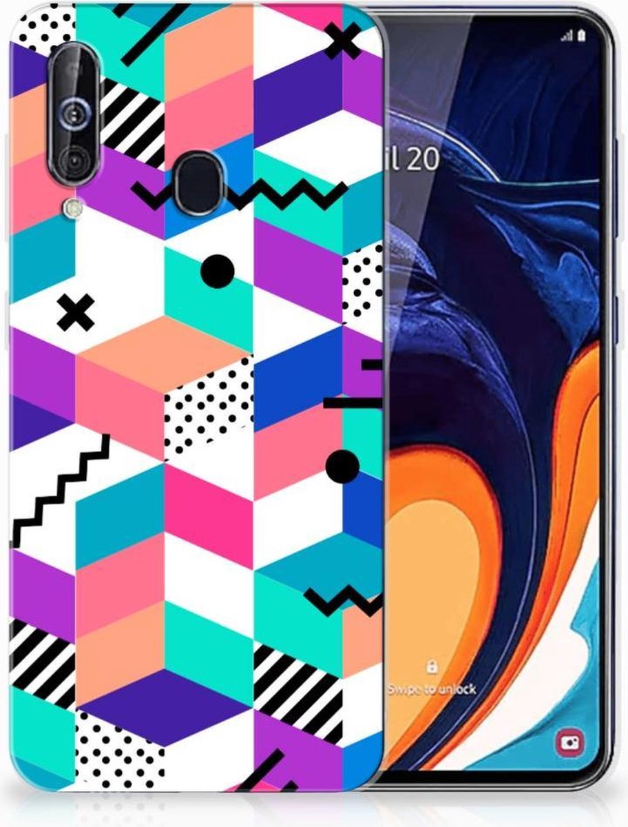 Samsung Galaxy A60 TPU Hoesje Blokken Kleurrijk