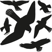 12x Vogel afweer raamstickers zwart op een vel van 30 x 30 cm - Vogelwering stickers