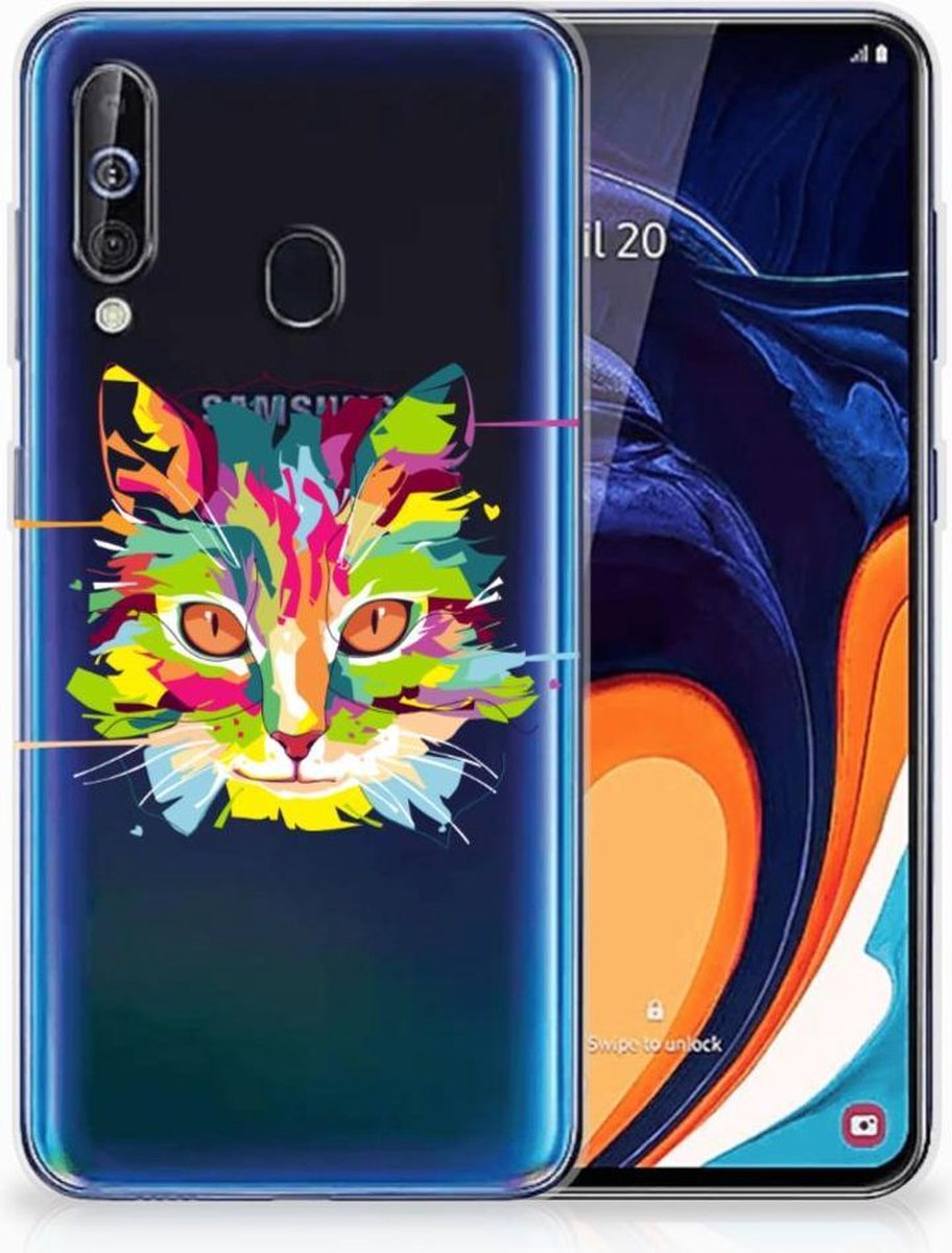 Samsung Galaxy A60 Telefoonhoesje met Naam Cat Color